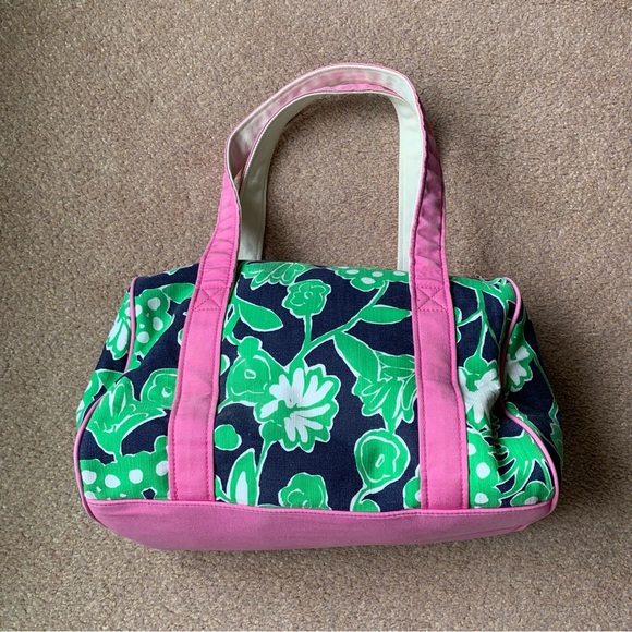 Lilly Pulitzer Floral Print Fabric Small Duffle Barrel Doctor Bag Shoulder Bag - Picture 6 of 16